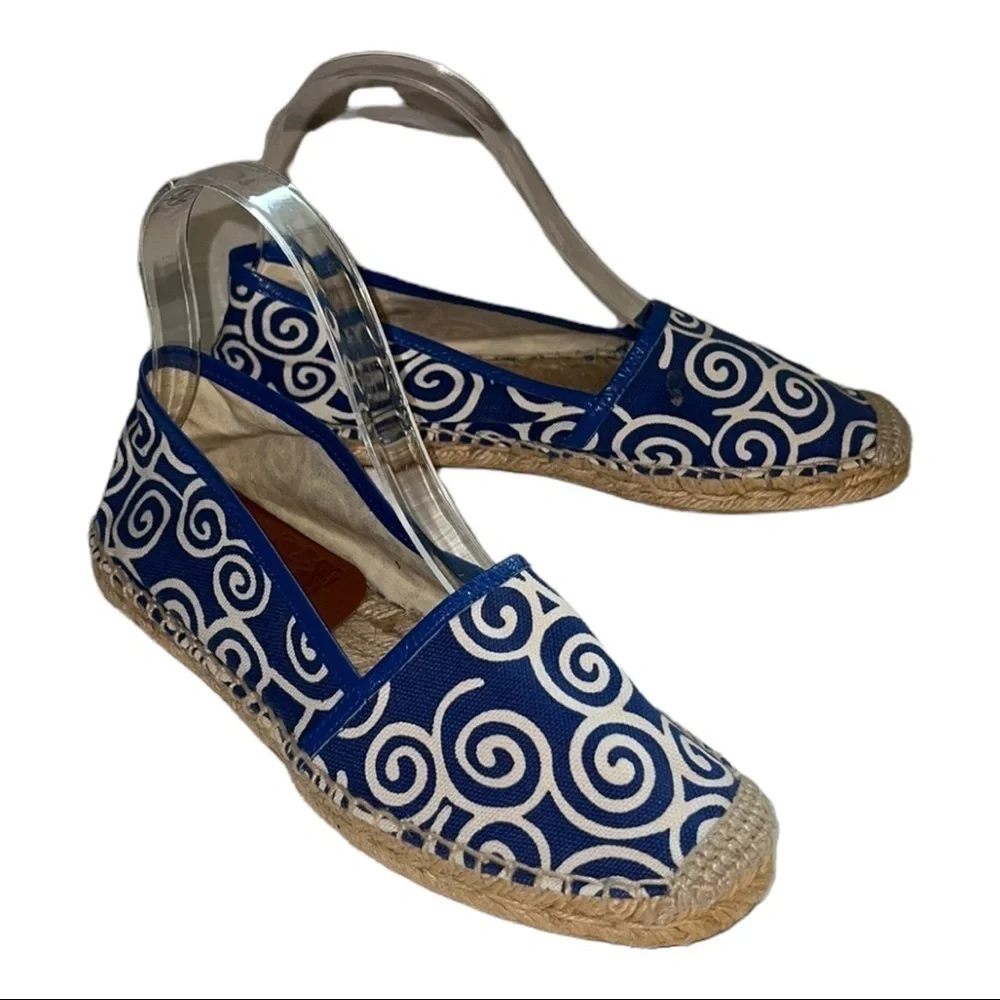 Diane von Furstenberg Blue Canvas Espadrille Flats